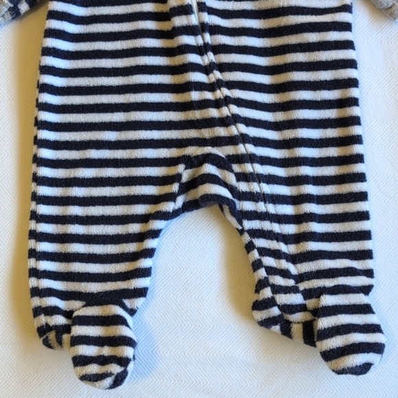 carter's striped terrycloth zipper footie sleeper pajamas newborn baby boy - Picture 3 of 6
